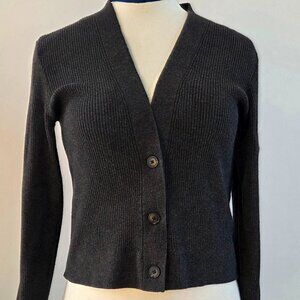 Uniqlo Ribbed Knit Cardigan Gray Size S Button Front